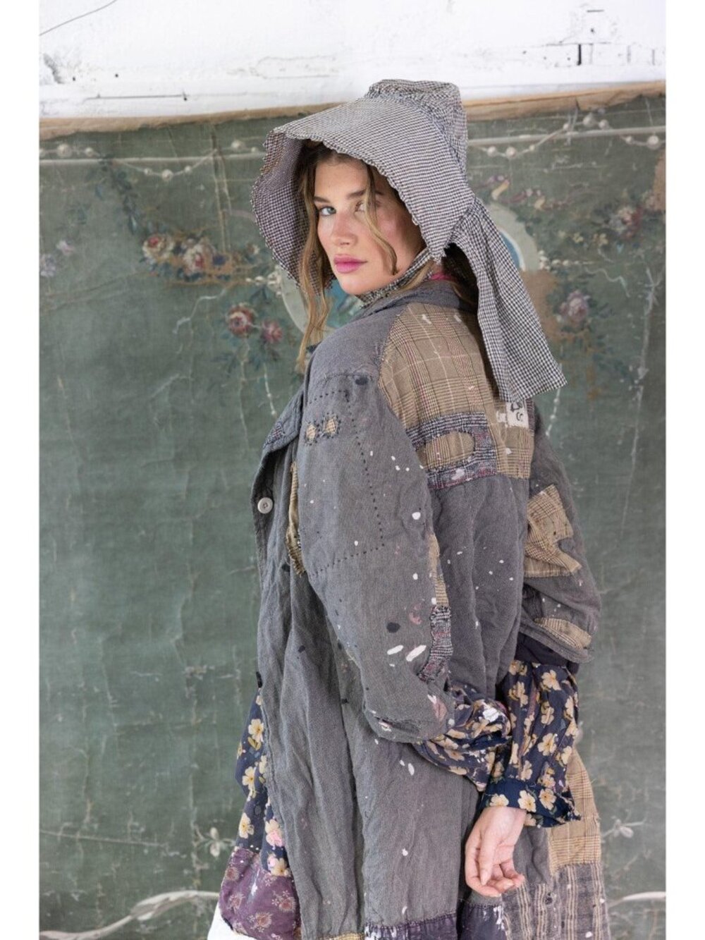 Magnolia Pearl Helena Josephina Jacket With Patchwork Paint Splatter & Distress